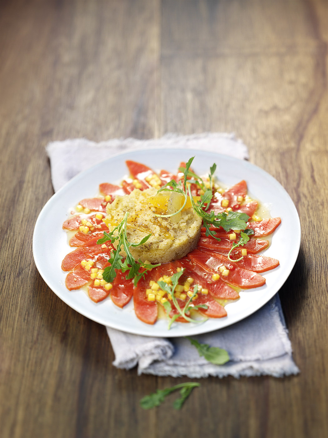 Carpaccio de saumon sauvage et salade de couscous